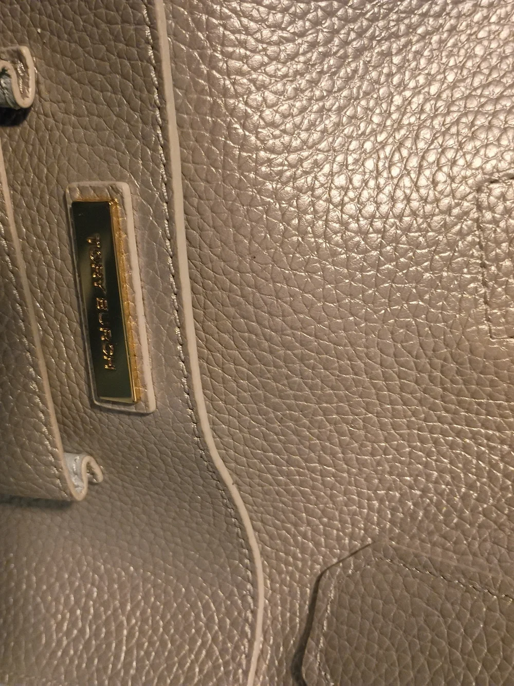 Tory Burch Metallic Silver Pebbled Leather Tote NWOT